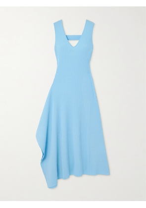 AZ FACTORY - + Lutz Huelle Serena Asymmetric Ribbed-knit Midi Dress - Blue - x small,small,medium,large,x large