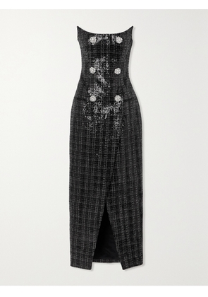 Balmain - Strapless Embellished Sequined Metallic Tweed Gown - Black - FR 34,FR 36,FR 38,FR 40,FR 42,FR 44