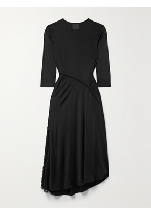 Givenchy - Asymmetric Lace-paneled Jersey Midi Dress - Black - FR 34,FR 36,FR 38,FR 40,FR 42,FR 44