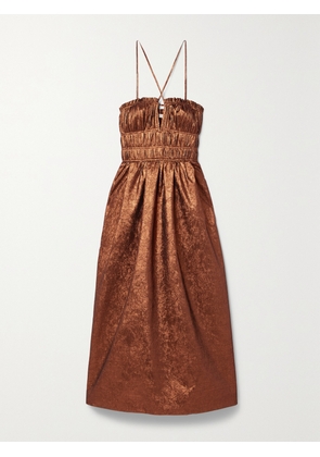 Ulla Johnson - Seraphina Shirred Metallic Crinkled-taffeta Midi Dress - US0,US2,US4,US6,US8,US10,US12