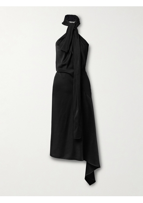 Givenchy - Asymmetric Knotted Crepe De Chine Halterneck Midi Dress - Black - FR 34,FR 36,FR 38,FR 40,FR 42