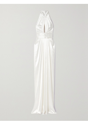 NAEEM KHAN - Magnolia Pleated Silk-charmeuse Halterneck Gown - White - US2,US4,US6,US8,US10