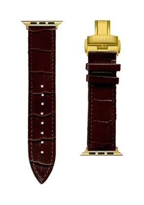 VELANTE crocodile-embossed Apple watch strap - Brown