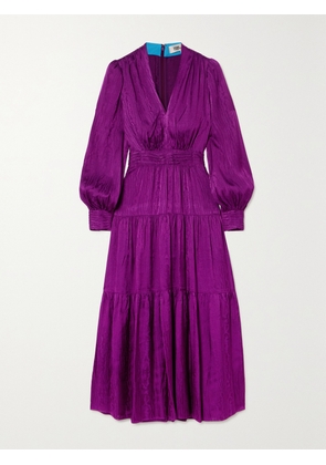 DIANE VON FURSTENBERG - Gil Tiered Satin-jacquard Midi Dress - Pink - US0,US2,US4,US6,US8,US10,US12,US14