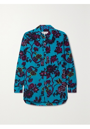 DIANE VON FURSTENBERG - Lala Floral-print Crepe Shirt - Blue - xx small,x small,small,medium,large