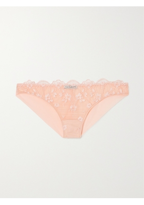 I.D. SARRIERI - + Net Sustain Loulou Embroidered Tulle Brazilian Briefs - Pink - x small,small,medium,large,x large,xx large