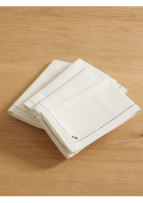 LOUISE ROE - + Sophia Roe Set Of Four Embroidered Cotton And Linen-blend Napkins - White - One size