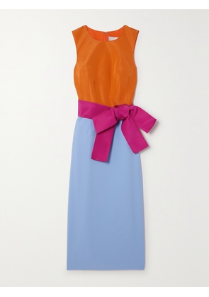 Carolina Herrera - Bow-detailed Color-block Silk-faille Midi Dress - Blue - US0,US2,US4,US6,US8