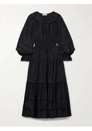 Ulla Johnson - Ethel Tiered Cotton And Silk-blend Voile Midi Dress - Black - US00,US0,US2,US4,US6,US8,US10,US12