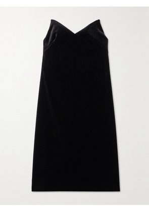 LOEWE - Strapless Cotton-blend Velvet Midi Dress - Black - FR 34,FR 36,FR 38,FR 40,FR 42,FR 44