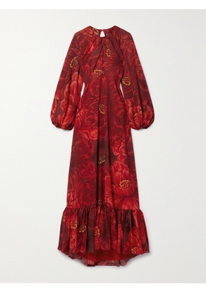 La DoubleJ - Eve Floral-print Chiffon Maxi Dress - Red - xx small,x small,small,medium,large,x large,xx large