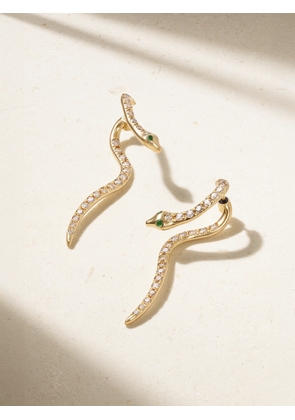 Ileana Makri - Boa 18-karat Gold, Diamond And Tsavorite Earrings - One size