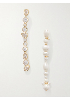 Completedworks - Recycled Gold Vermeil, Cubic Zirconia And Pearl Earrings - One size