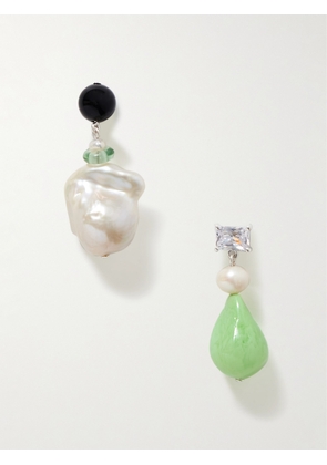 Completedworks - Bio-resin, Recycled Silver, Cubic Zirconia And Pearl Earrings - One size