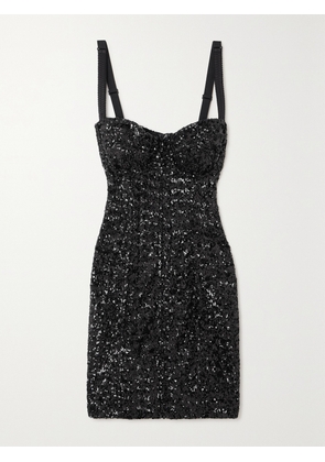Dolce & Gabbana - Sequined Stretch-tulle Mini Dress - Black - IT36,IT38,IT40,IT42,IT44,IT46