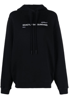 Off-White slogan-print drawstring hoodie - Black
