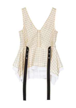 3.1 Phillip Lim checked peplum top - Neutrals