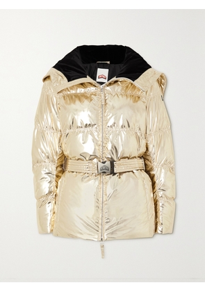 JETSET - Chamonix Belted Quilted Padded Metallic Shell Jacket - Ivory - 01,2,3,4,5