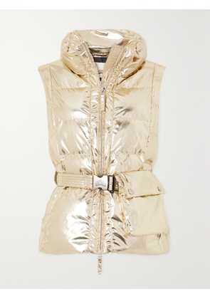 JETSET - Gardena Belted Quilted Padded Metallic Ski Vest - Gold - 01,2,3,4,5