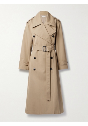 Co - Belted Double-breasted Cotton-blend Twill Trench Coat - Brown - x small,small,medium,large,x large