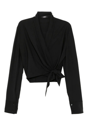 Goen.J shawl lapel blouse - Black