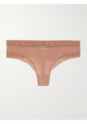 Eres - Linon Nuageux Lace-trimmed Tulle Thong - Neutrals - FR 36,FR 38,FR 40,FR 42,FR 44