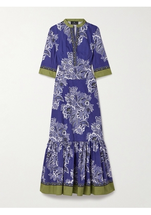 Etro - Floral-print Cotton-poplin Midi Dress - Blue - IT36,IT38,IT40,IT42,IT44,IT46,IT48,IT50