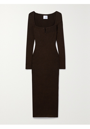 Galvan - Freya Ribbed-knit Midi Dress - Brown - xx small,x small,small,medium