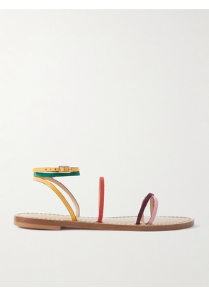 AMANU - The Constantia Leather-trimmed Suede Sandals - Red - US4,US5,US6,US7,US8,US9,US10,US11,US12