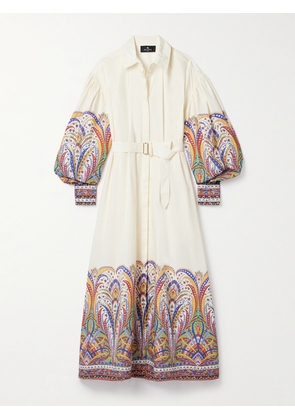 Etro - Belted Paisley-print Cotton-poplin Midi Shirt Dress - White - IT36,IT38,IT40,IT42,IT44,IT46,IT48,IT50