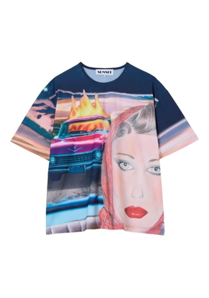 Sunnei Annemarie-print T-shirt - Blue