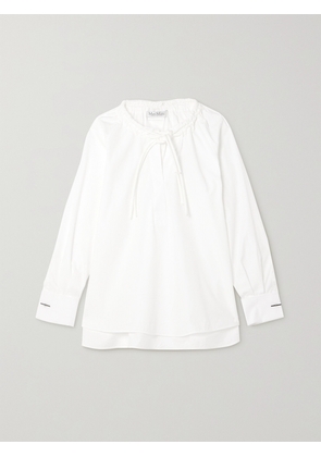Max Mara - Ario Gathered Cotton-poplin Blouse - White - UK 2,UK 4,UK 6,UK 8,UK 10,UK 12,UK 14,UK 16,UK 18