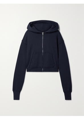 Les Tien - Zendaya Cropped Cotton-jersey Zip-up Hoodie - Blue - x small,small,medium,large,x large