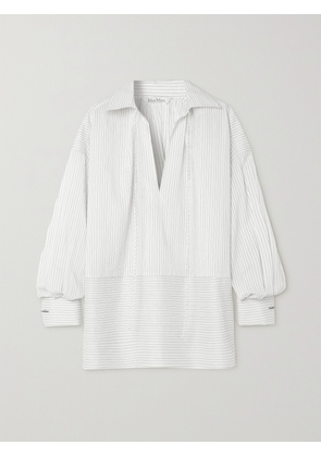 Max Mara - Saletta Oversized Pinstriped Cotton And Silk-blend Blouse - White - UK 2,UK 4,UK 6,UK 8,UK 10,UK 12,UK 14,UK 16,UK 18