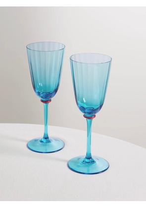 La DoubleJ - Set Of Two Murano Glass Wine Glasses - Blue - One size