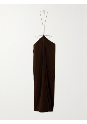 GRACE LING - Embellished Stretch-jersey Maxi Skirt - Brown - S/M,M/L,L/XL