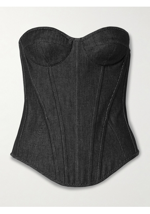 ROSAMOSARIO - Strapless Denim Bustier Top - Black - x small,small,medium,large