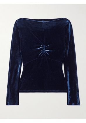 RABANNE - Ruched Velvet Top - Blue - FR 34,FR 36,FR 38,FR 40,FR 42,FR 44,FR 46