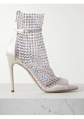 René Caovilla - Galaxia Crystal-embellished Satin And Mesh Pumps - White - IT35,IT36,IT36.5,IT37,IT37.5,IT38,IT38.5,IT39,IT40,IT41,IT42