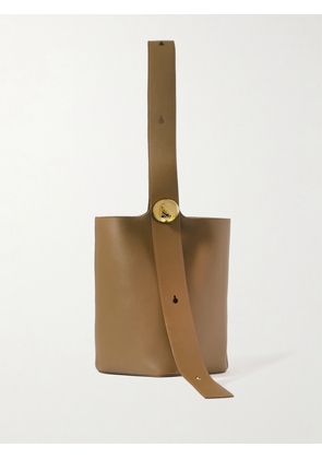 LOEWE - Pebble Embellished Leather Bucket Bag - Brown - One size