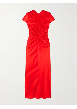 TOVE - Aubree Ruched Silk-satin Maxi Dress - Red - FR 34,FR 36,FR 38,FR 40,FR 42