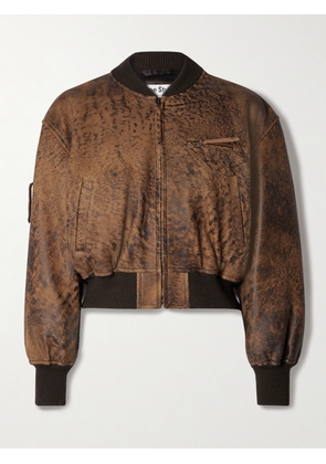 Acne Studios - Distressed Leather Bomber Jacket - Brown - EU 32,EU 34,EU 36,EU 38,EU 40