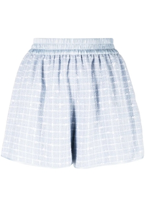 Emporio Armani bouclé gathered shorts - Blue