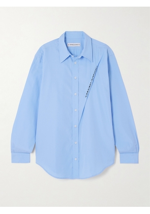 Y/PROJECT - Embroidered Organic Cotton-poplin Shirt - Blue - x small,small,medium,large,x large