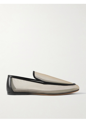 KHAITE - Alessio Leather-trimmed Mesh Loafers - Neutrals - IT36,IT36.5,IT37,IT37.5,IT38,IT38.5,IT39,IT39.5,IT40,IT40.5,IT41