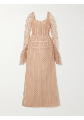 SANDRA MANSOUR - Euphoria Glittered Swiss-dot Tulle Maxi Dress - Neutrals - FR 34,FR 36,FR 38,FR 40,FR 42,FR 44