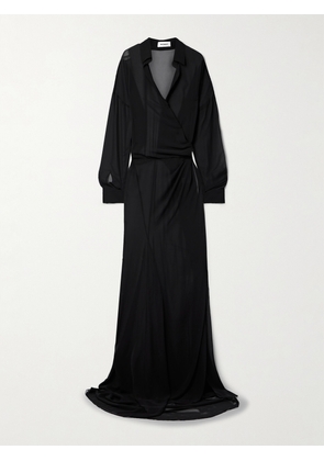 MÔNOT - Cami Wrap-effect Chiffon Maxi Dress - Black - IT38,IT40,IT42,IT44,IT46,IT48