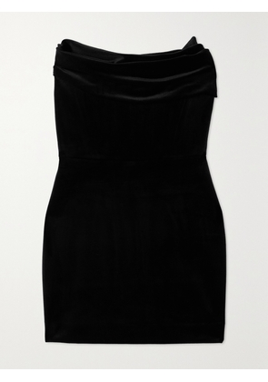 Alex Perry - Strapless Draped Stretch-velvet Mini Dress - Black - UK 4,UK 6,UK 8,UK 10,UK 12,UK 14