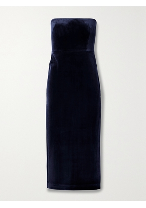 Alex Perry - Strapless Velvet Midi Dress - Blue - UK 4,UK 6,UK 8,UK 10,UK 12,UK 14,UK 16