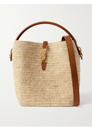 SAINT LAURENT - Le 37 Leather-trimmed Raffia Bucket Bag - Neutrals - One size